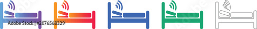 Hospital Smart Bed Monitoring Icon Set