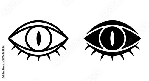 Mysterious Eye Symbols, Black and White, Occult and Esoteric Iconography, Vector Graphics