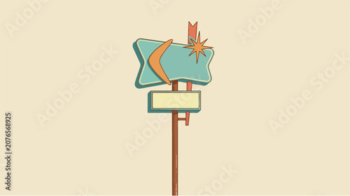 Vintage mid century modern roadside motel sign illustration.