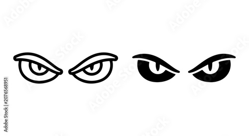 Photos Intense Evil Eyes Vector Icons, Angry Glare Symbol, Suspicious Stare Graphics, M