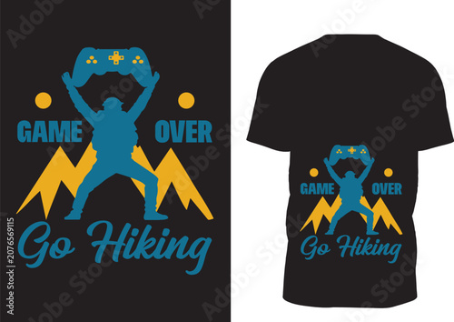 Hiking Gamer T-Shirt, Outdoor Gaming Graphic Tee, Nature Lover Gift, Camping Adventure Shirt Design 