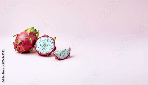 Dragon Fruit on Soft Pink Background