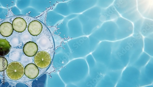 Cucumber and Lime in Pool Water