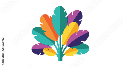 Colorful stylized feather illustration design.