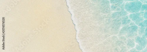 Panel kuchenny z motywem Sandy beach and turquoise water aerial view with foamy wave edge sand ocean sea coast