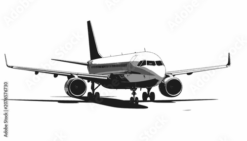 Obraz na plátně Commercial airplane on the runway.