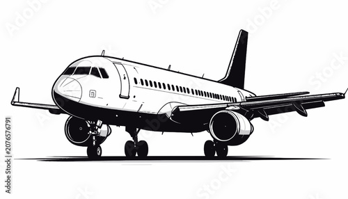 Cuadro en lienzo Commercial Airplane Front Side View.
