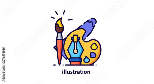 Colorful paintbrush and palette illustration.