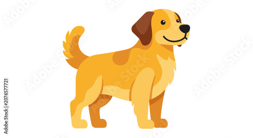 Golden Retriever Dog Cartoon Character.