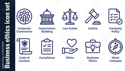 Tableau sur toile Business ethics icon set
