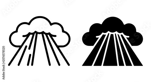 Quadro su tela Cloud Rain Icons, Weather Forecast Symbols, Meteorological Data, Stormy Sky, Pre