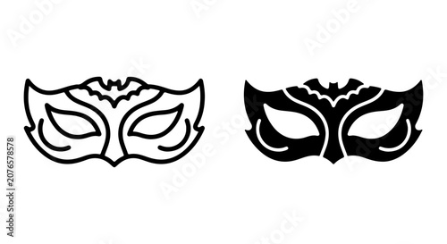 Masquerade Masks Vector Icons, Venetian Carnival Costume Symbols, Elegant Party Face Coverings