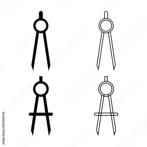 Precision Drafting Compass Line Icons