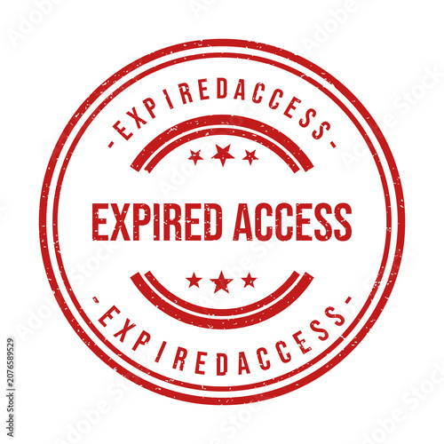 Red round rubber stamp with the text expired access and star icons