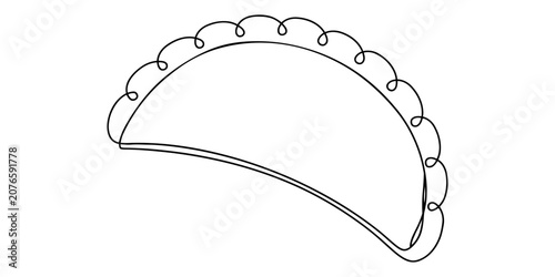 Fotografie Continuous single line drawing of a delicious dumpling or empanada pastry isolat