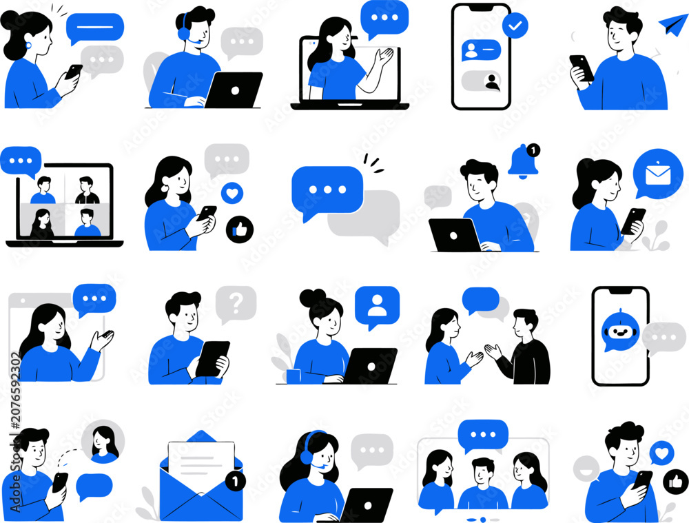 Fototapeta premium Set of communication and messaging icons