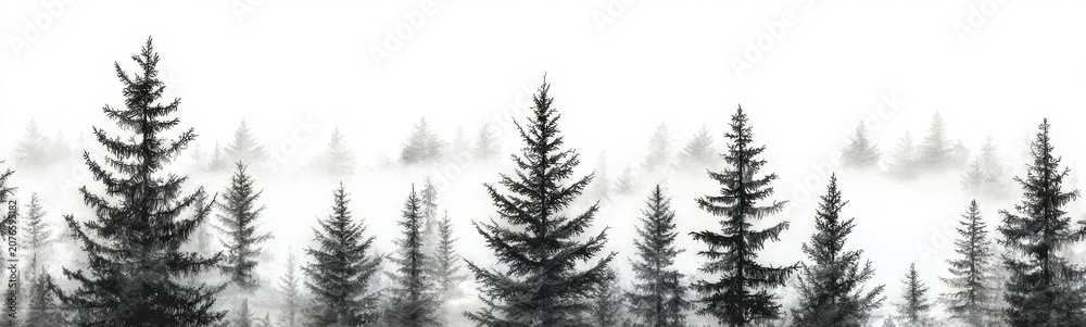 Obraz premium Isolated coniferous forest displayed against a pristine white background.