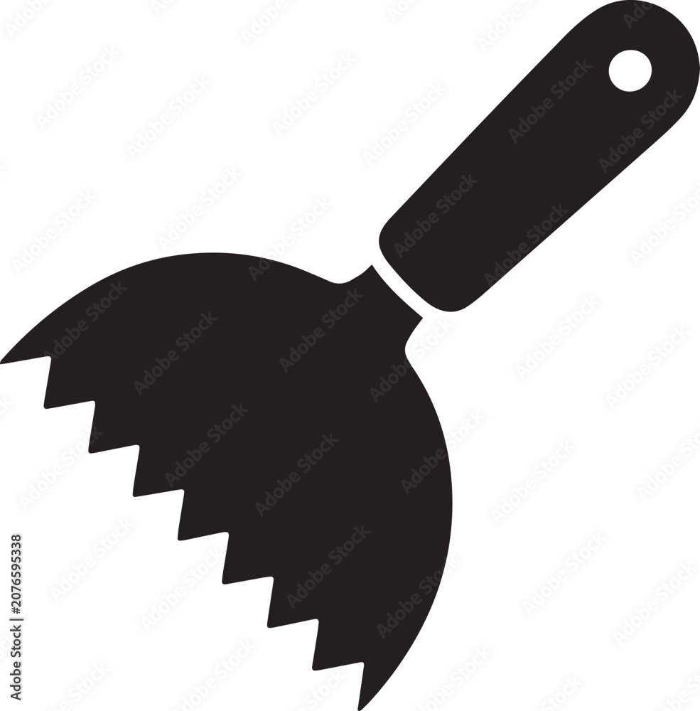 Obraz premium Serrated adhesive spreader tool icon for tiling and home renovation construction projects and craft and hand