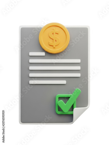 Financial document with approval isolated on transparent background