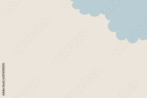 Minimalist Blue Cloud Vector Illustration in Corner with Beige Copy Space. Abstract Clean Sky Texture and Cloud Graphic above for Banner Design. Flat Design Sky with Blue Clouds Border presentation ba