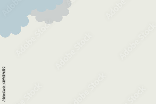 Minimalist Blue Cloud Vector Illustration in Corner with Beige Copy Space. Abstract Clean Sky Texture and Cloud Graphic above for Banner Design. Flat Design Sky with Blue Clouds Border presentation ba