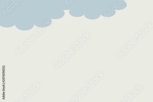 Minimalist Blue Cloud Vector Illustration above with Beige Copy Space. Abstract Clean Sky Texture and Cloud Graphic above for Banner Design. Flat Design Sky with Blue Clouds Border presentation ba