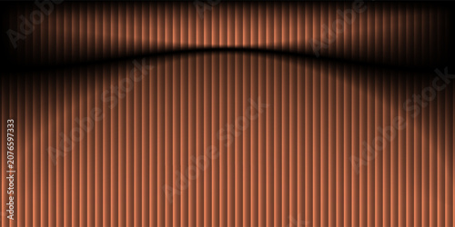 Abstract Copper Vertical Striped Background With Reflective Wave And Metallic Gradient