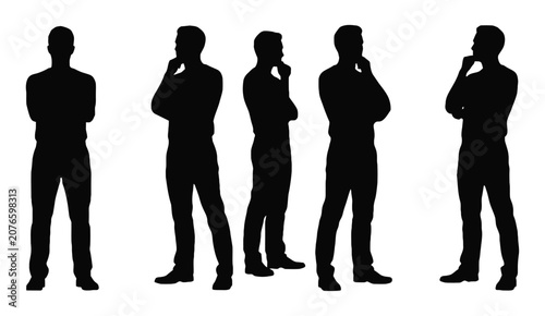 Obraz na płótnie Collection of male silhouettes expressing different emotions including frustration sadness