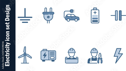 Photos Electricity icon set