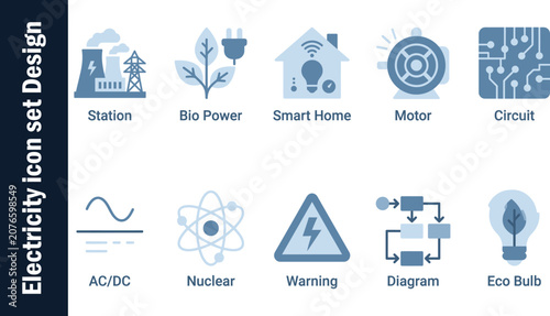 Tableau sur toile Electricity icon set