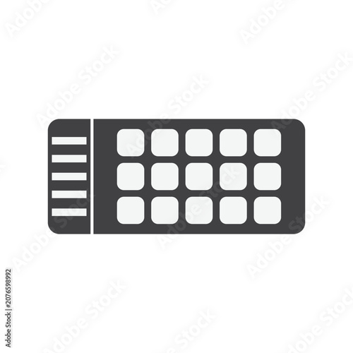 Minimalist flat vector icon of a streaming console macro pad with programmable keys and sidebar controls, isolated on a white background.