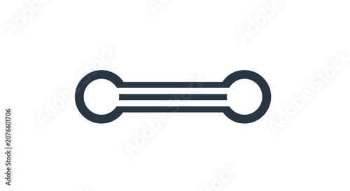 Simple black icon depicts a horizontal barbell shape with circular ends and parallel lines on a clean white background.