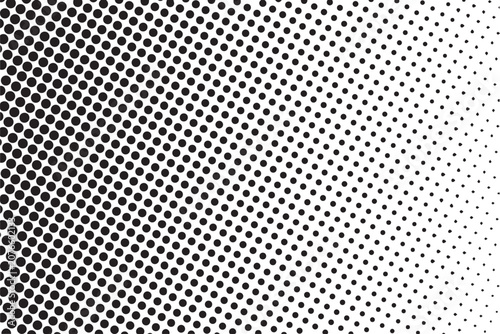 Abstract black and white halftone dots pattern background, ideal for comic book design, pop art graphics, vintage posters, and modern web backdrops.