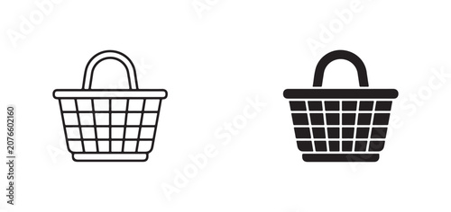 Shopping baskets icons in black and white on white background for ecommerce and retail concepts  shopping baskets icons