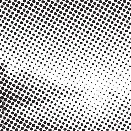 Retro black and white halftone dots pattern background for comic and pop art design.