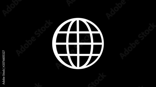 Animated globe model line icon. Earth satellite. Map of world. global spinning , Globe, planet, Earth icon animation.4k video