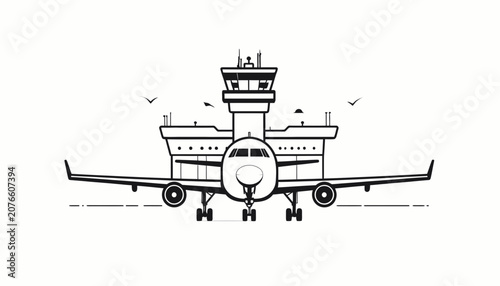 Foto Airplane on the runway facing forward.