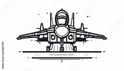 Foto Detailed Illustration of Military Fighter Jet.