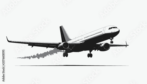 Fotografie Airplane Taking Off in the Sky.