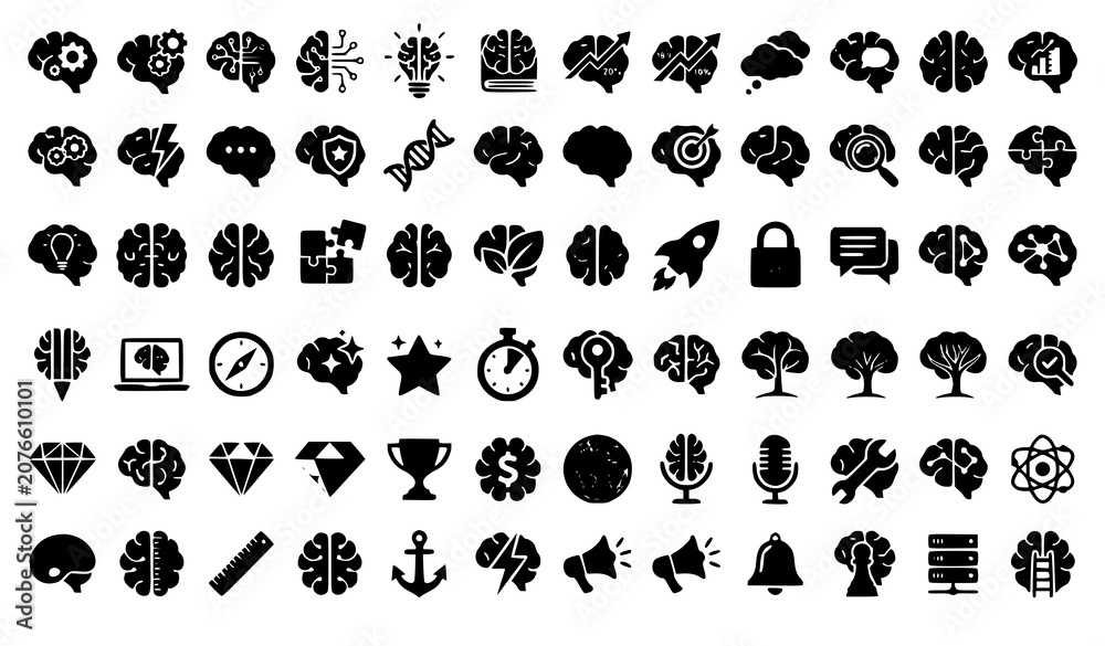 Obraz premium brain, concept, icon, ai, intelligence, neural, technology, innovation, thinking, memory, learning, creativity, psychology, medical, digital, analytics, circuit, network, communication, research, educ