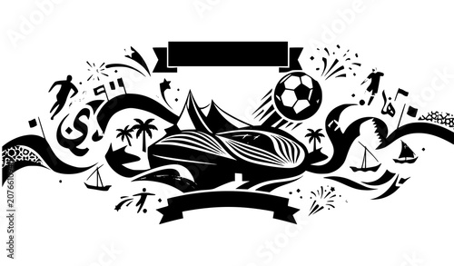 International Football Championship Qatar 2022 Vector Illustration Sports Event Design