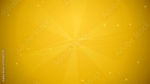 Animated abstract yellow sunburst background with sparkling particles and flowing lines