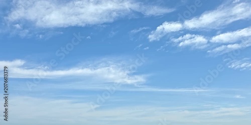 Cloudscape, Timelapse of Bright Blue Sky with Soft White Cirrus Clouds for Nature Background and Web Banner