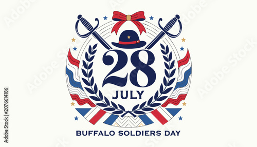 Foto Decorative emblem for Buffalo Soldiers Day with swords and hat