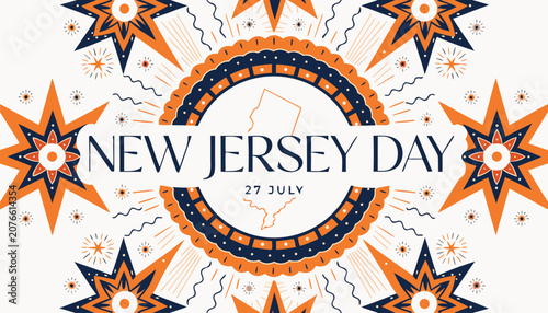 Fényképezés Decorative graphic design celebrating New Jersey Day on July twenty seventh