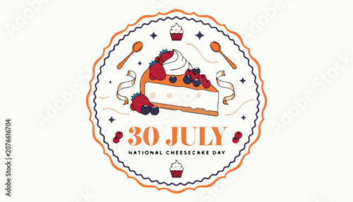 Fotografie Decorative round emblem celebrating national cheesecake day on july thirtieth