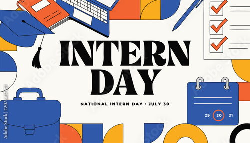 Foto Colorful flat illustration celebrating national intern day with professional off