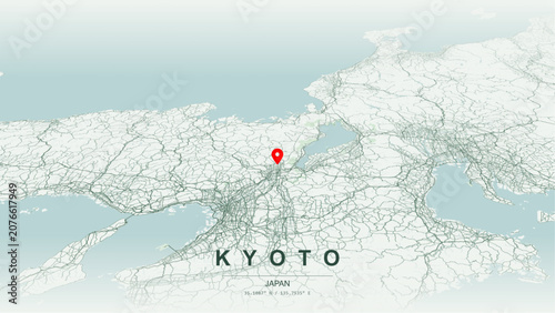 Photos Modern minimalist vector map of Kyoto, Japan