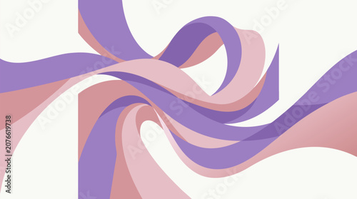 Silky flowing abstract curves of lavender and blush folding and layering gracefully over one another in a smooth composition, a clean flat vector illustration ideal for beauty, wellness, and decorativ