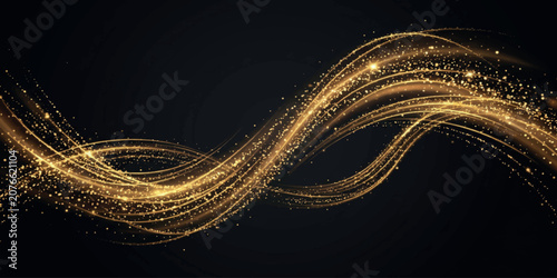 Abstract fractal serpent wave background, golden chain pattern, black and gold reptile-inspired design, glowing light waves, nature-inspired abstract illustration
